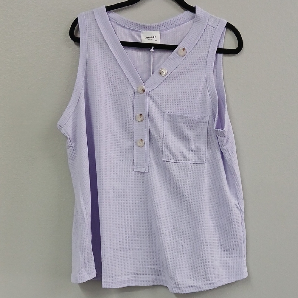 Andree Lavender Buttoned Tank Top